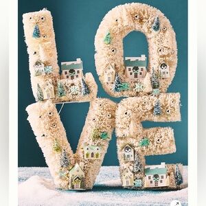 New Anthropologie Festive Sisal Light-Up Diorama Christmas LOVE